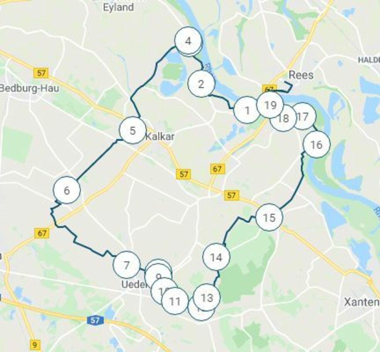 Fahrradtour Rees - Grieth - Pfalzdorf - Uedem - Rees