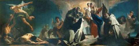 Giambattista Tiepolo, La Madonna del Carmelo fra i santi Simone Stock, Teresa d’Avila, Alberto di Vercelli, il profeta Elia e le anime del Purgatorio