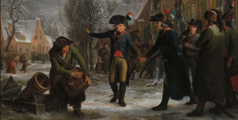 Generaal Daendels neemt afscheid van luitenant-kolonel Krayenhoff, Adriaan de Lelie, 1795