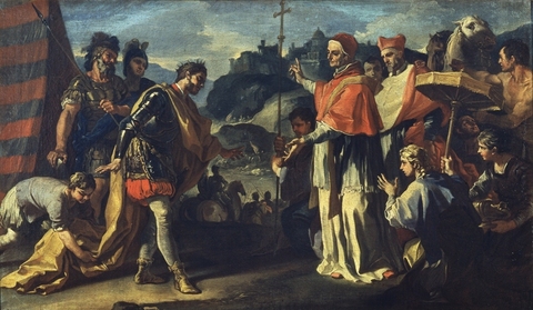 Francesco Solimena, L’incontro di Ratchis, re dei Longobardi, e di papa Zaccaria durante l’assedio di Perugia