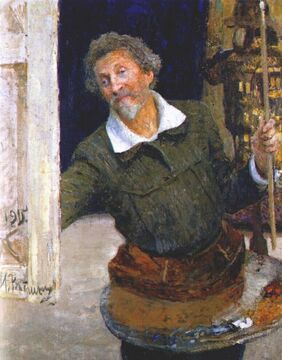 И.Репин. Вступление. Автопортрет за работой, 1915